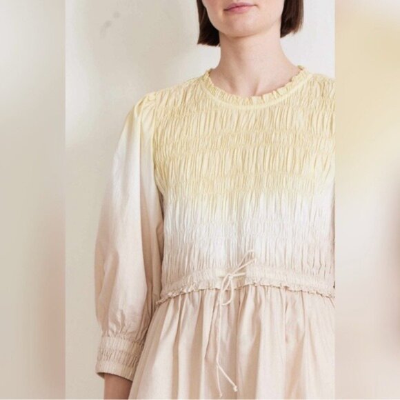 NWT APIECE APART ALDEA Smocked ORGANIC COTTON Ombre Dip Dye Mini‎ Dress MEDIUM - Picture 4 of 16